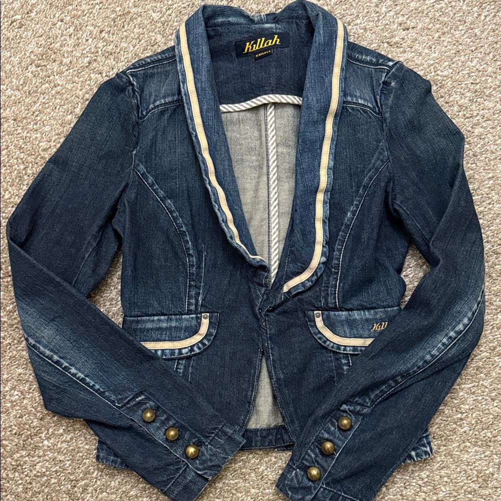 Killah Brand Women's Blue Denim Fitted Jacket